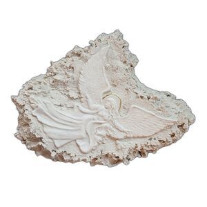 Sandstone Angel With Golden Halo Wall Mural Sculpture Vintage From 1998 Handmade